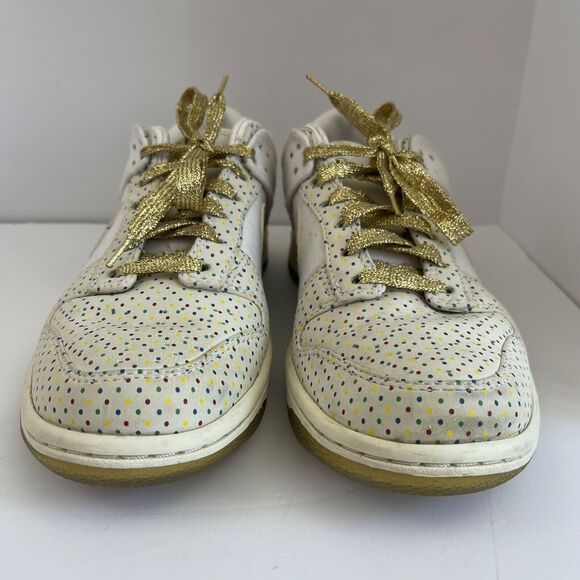 RARE 2008 Nike Dunk Low Womens 6 Multicolor POLKA DOTS w/‎ GOLD LACES 318639-111 - Picture 3 of 8